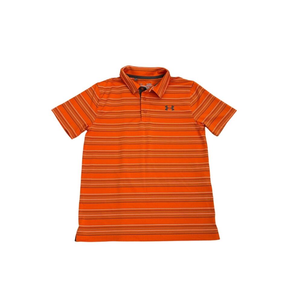 Under Armour Orange Striped Performance Polo Size Youth Large (14/16)
